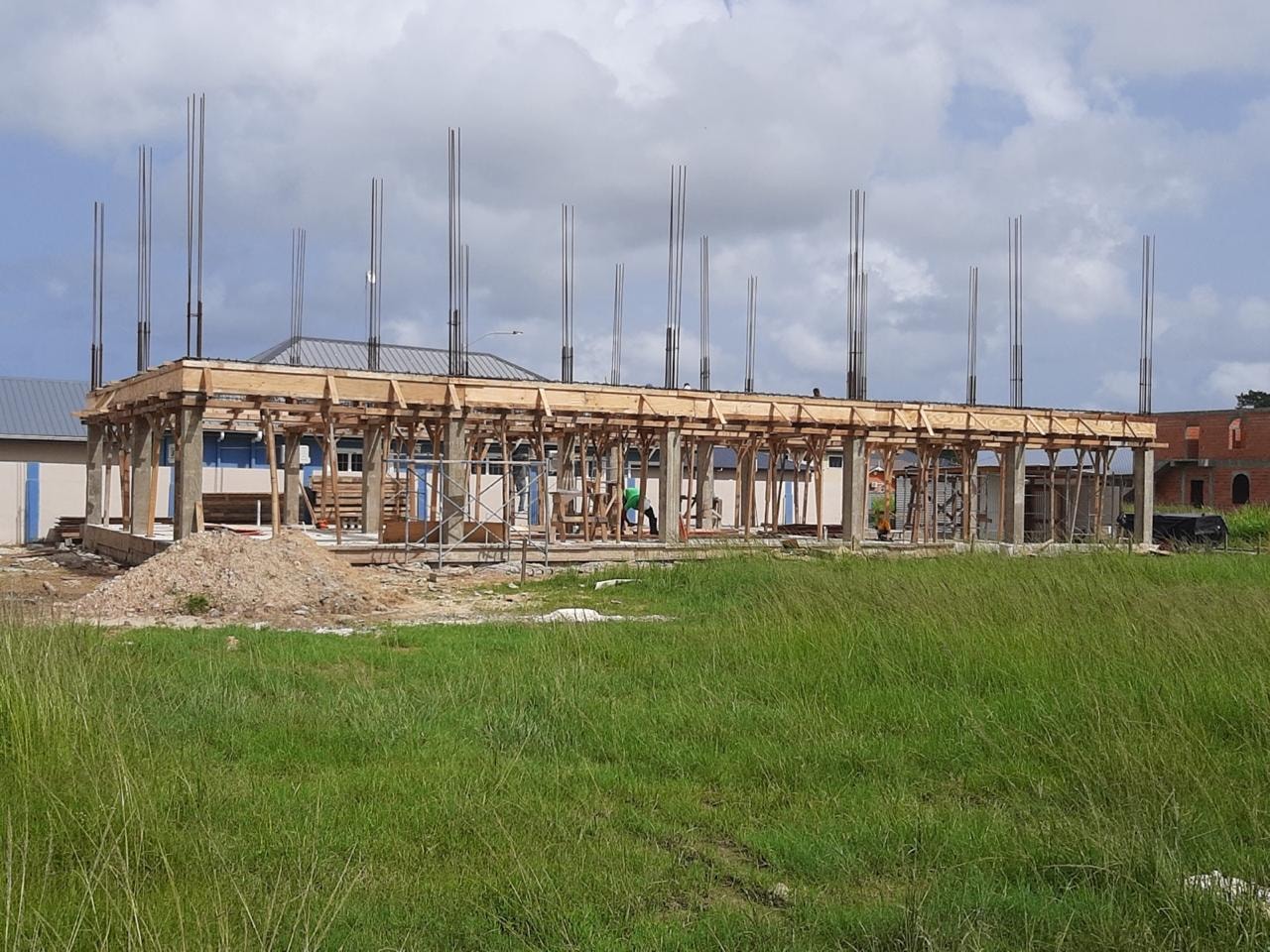 On-site construction work showing active building progress